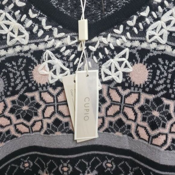 Cupio Sweater Womens S Fair Isle Knit Embroidered V Neck Long Slv Boho Casual - Picture 8 of 10